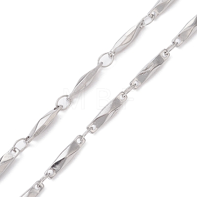 304 Stainless Steel Faceted Bar Link Chain Necklace Makings AJEW-JB01185-02-1