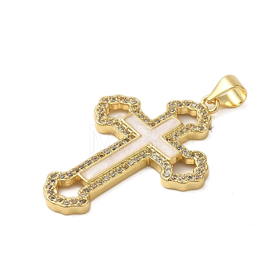 Rack Plating Brass Micro Pave Cubic Zirconia Pendants KK-P279-26C-G-1