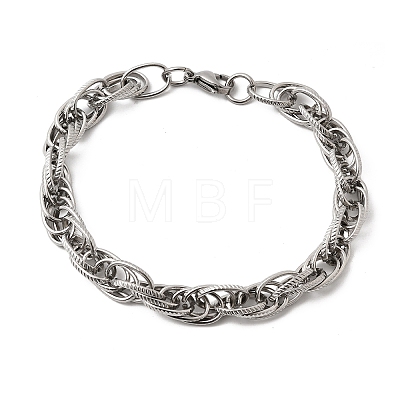 201 Stainless Steel Rope Chain Bracelets for Men STAS-T077-10P-1
