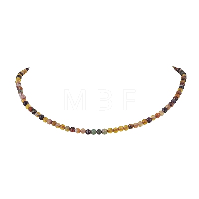 Faceted Round Natural Agate(Dyed & Heated) Beaded Necklaces for Women NJEW-JN04659-1