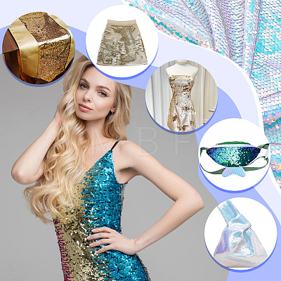 PVC Reversible Sequin Fabric DIY-WH0430-543E-1