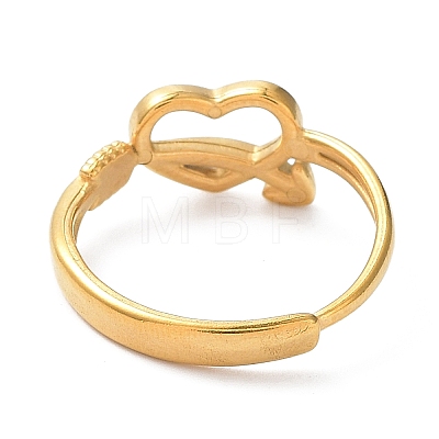 Ion Plating(IP) 304 Stainless Steel Hollow Heart Adjustable Rings RJEW-D006-15G-1