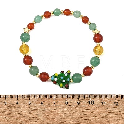 Handmade Lampwork Christmas Tree Bracelets BJEW-TA00755-1