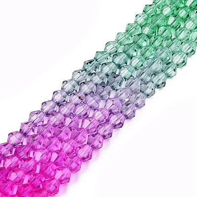 Gradient Color Baking Painted Glass Bead Strands X-DGLA-A039-T6mm-A010-1