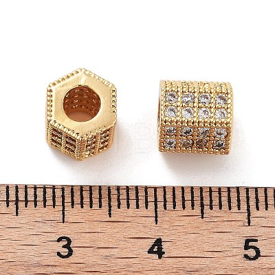 Column Brass Micro Pave Clear Cubic Zirconia Beads KK-S394-05D-1