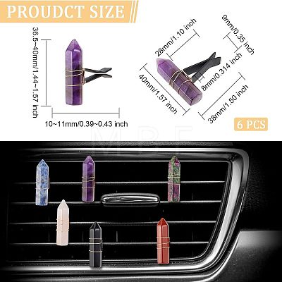 6Pcs Bullet Shape Natural Gemstone Car Air Vent Clips AJEW-PH00496-04-1