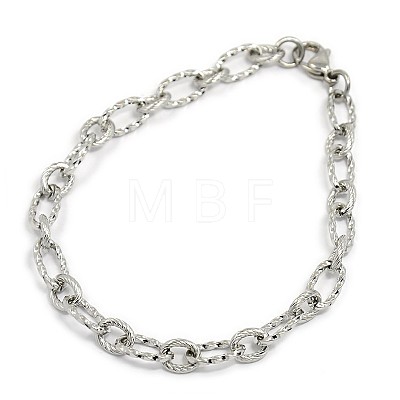 Fashionable 304 Stainless Steel Composite Figaro Cable Chains Bracelets STAS-A028-B095P-1