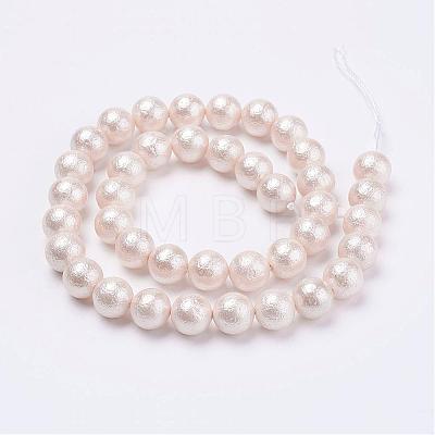 Wrinkle Textured Shell Pearl Beads Strands BSHE-E016-14mm-07-1