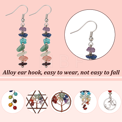 6 Pairs 6 Style Natural Mixed Gemstone Tree of Life Dangle Earrings EJEW-AN0003-18-1