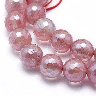 Electroplated Cherry Quartz Glass Beads Strands G-O164-04-8mm-1