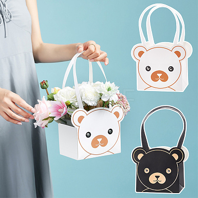 8Pcs 2 Colors Bear Bouquet Packaging Handbag Holder ABAG-BC0001-43-1