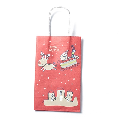 Christmas Theme Kraft Paper Gift Bags CARB-L009-A09-1