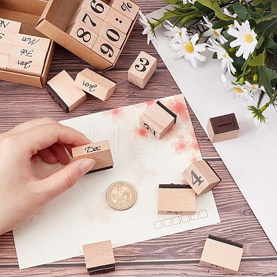 2 Sets 2 Style Wooden Stamps DIY-CP0006-65-1