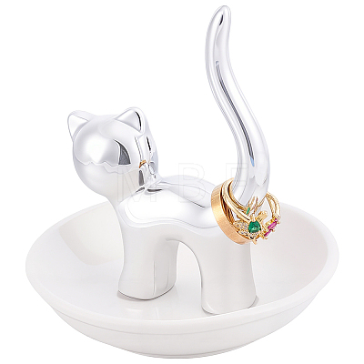 1Pc Cat Shape Ceramic Jewelry Decorative Plates ODIS-BBC0001-11B-1