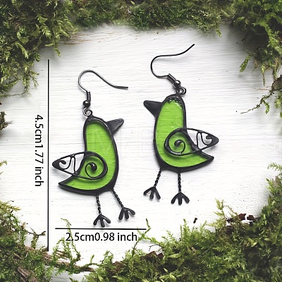 Bird Alloy Resin Dangle Earrings FS-WG8BC40-01-1