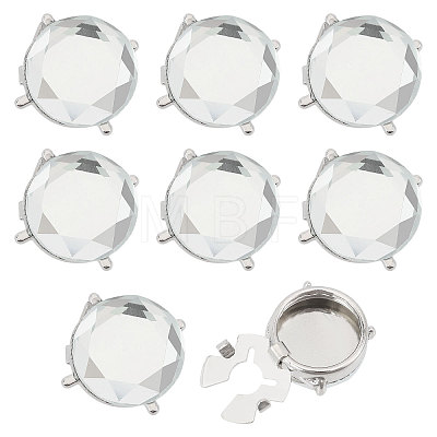 8Pcs Brass Rhinestone Cufflinks BUTT-GL0001-08B-1