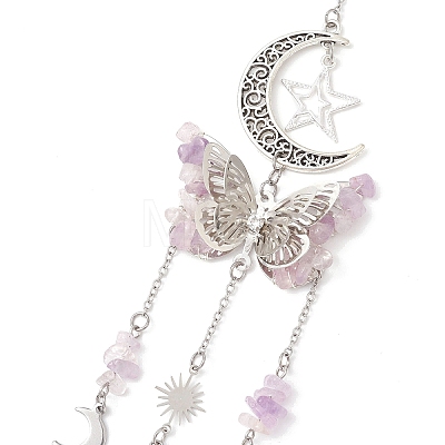 Alloy Hollow Moon Butterfly Hanging Ornaments HJEW-TA00173-01-1