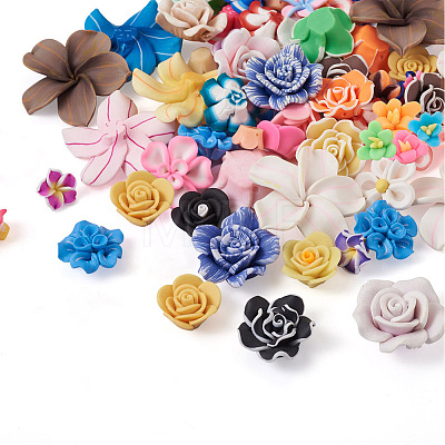 80pcs 8 styles Handmade Polymer Clay 3D Flower Plumeria Beads CLAY-TA0001-14-1