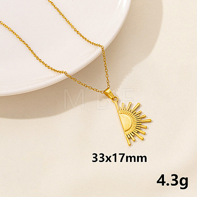Vintage Stainless Steel Sun Pendant Lock Collarbone Chain Necklace for Women KO0043-8-1