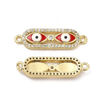 Brass Micro Pave Clear Cubic Zirconia Connector Charms with Enamel KK-E068-VB398-2-1