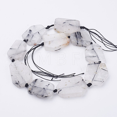 Natural Black Rutilated Quartz Beads Strands G-K206-13-1