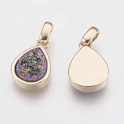 Natural Druzy Agate Pendants KK-G343-13F-G-1