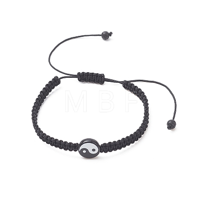 2Pcs 2 Color Acrylic Yin Yang Braided Bead Bracelets Set BJEW-JB09406-1
