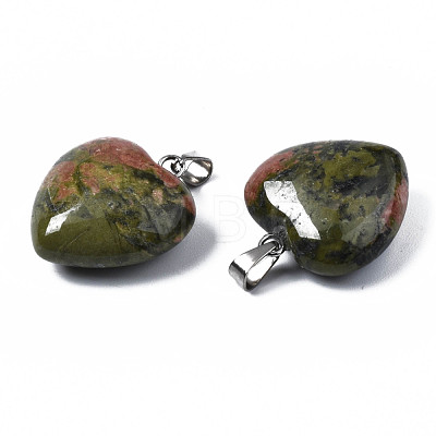 Natural Unakite Pendants G-N0325-12B-1