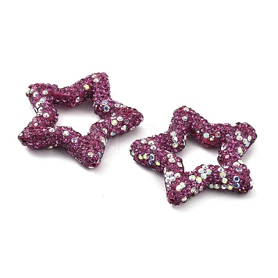 Star Shape Polymer Clay Rhinestone Beads CLAY-NH0001-06O-1