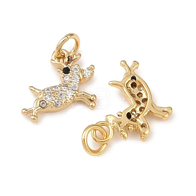 Christmas Brass Micro Pave Cubic Zirconia Charms KK-L255-18G-08-1
