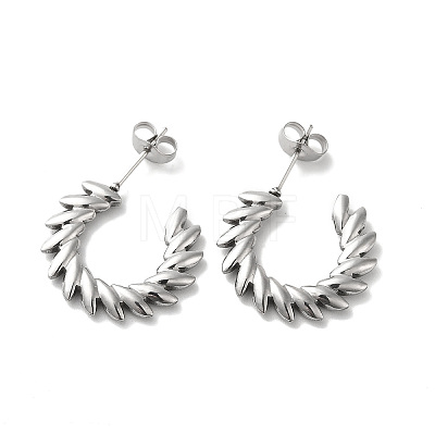 304 Stainless Steel Leafy Branch Wrap Stud Earrings for Women EJEW-K243-05P-1