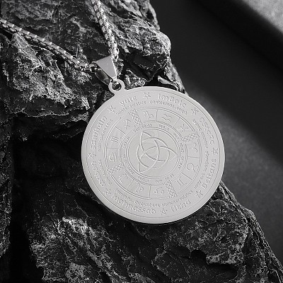 Alloy Gothic Witch Irish Knot Magic Zodia Magic Circle Pendant Necklaces for Men WG0D1B4-03-1