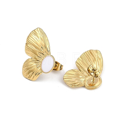 304 Stainless Steel Butterfly Stud Earrings with Enamel EJEW-Z075-05G-02-1