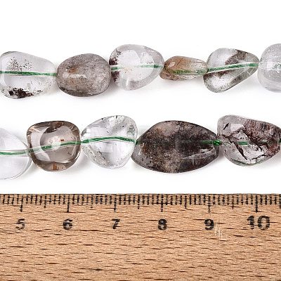 Natural Green Lodolite Quartz/Garden Quartz/Green Phantom Quartz Beads Strands G-N362-15A-01-1