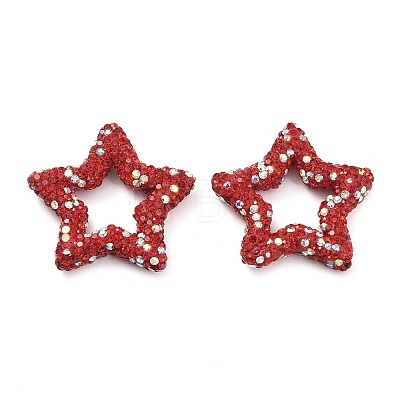 Star Shape Polymer Clay Rhinestone Beads CLAY-NH0001-06C-1
