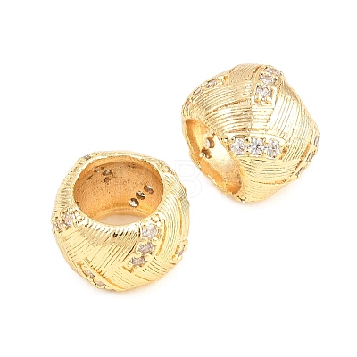 Brass Micro Pave Clear Cubic Zirconia European Beads KK-B186-23G-1