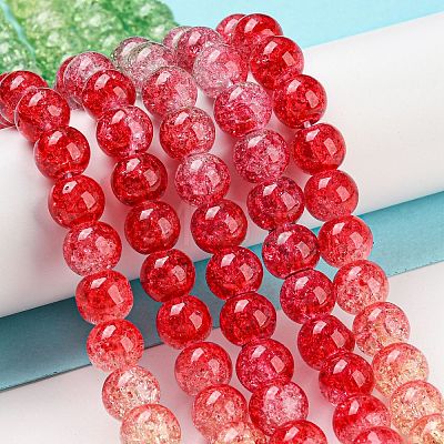 Spray Painted Crackle Glass Beads Strands DGLA-C002-8mm-06-1