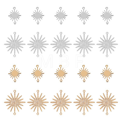 32Pcs 4 Styles Brass Solar Eclipse Links Connectors KK-DR0001-10-1