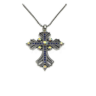 Cross Rhinestone Pendant Necklaces FK0815-5-1