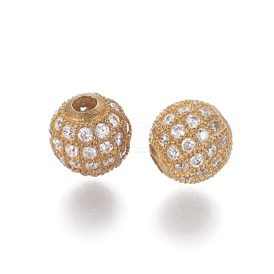 Brass Micro Pave Cubic Zirconia Beads LS-ZIRC-G149-B-C-1