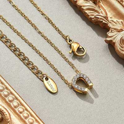 304 Stainless Steel Crystal Rhinestone Pendant Cable Chain Necklaces for Women NJEW-C062-01B-G-1