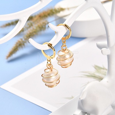 Natural Freshwater Pearl Leverback Earrings for Women EJEW-JE04620-1