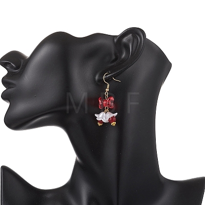 Bowknot Glass Dangle Earrings EJEW-JE06856-1