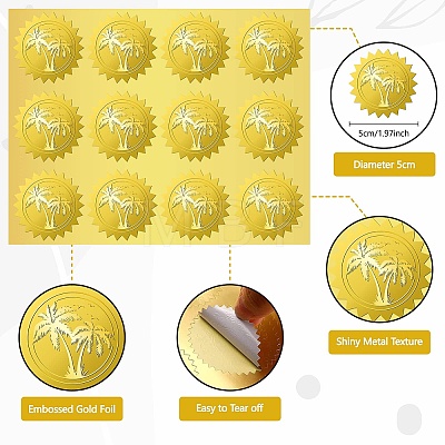 34 Sheets Self Adhesive Gold Foil Embossed Stickers DIY-WH0509-047-1