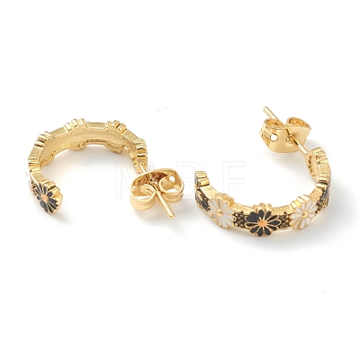 Semicircular Brass Enamel Half Hoop Earrings EJEW-L234-036G-1