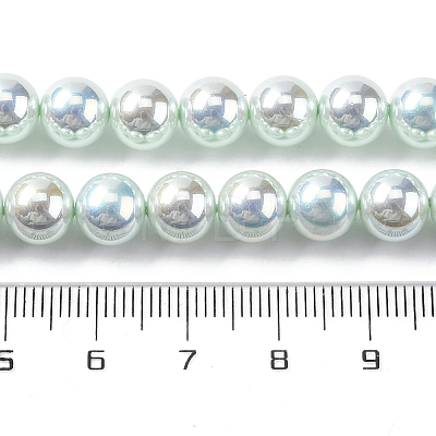 UV Plating Pearlized Glass Pearl Beads Strands GLAA-F128-01B-T13-1