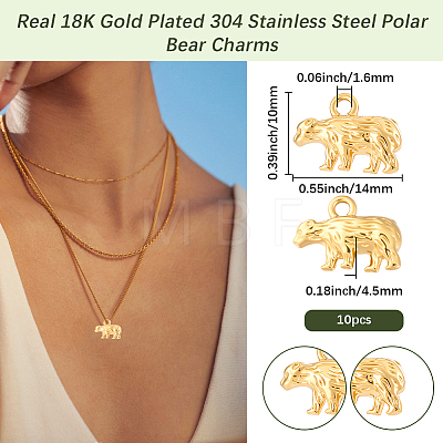 10Pcs 304 Stainless Steel Charms STAS-BBC0010-84-1