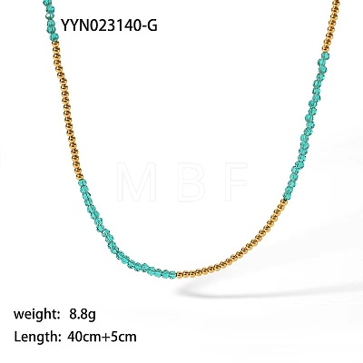 Glass & Stainless Steel Round Beaded Necklaces for Women PH3717-2-1