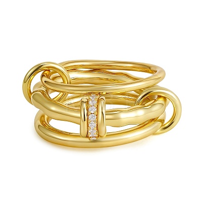 Brass Micro Pave Cubic Zirconia Finger Rings FS-WG6545E-01-1