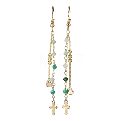Cross 304 Stainless Steel Dangle Earrings EJEW-JE06779-1
